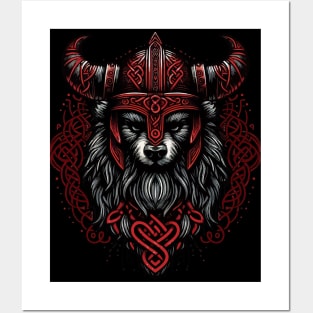 Red And Black Bear Berserker Norse Viking Warrior Posters and Art